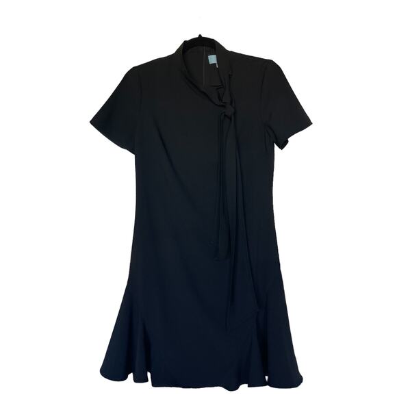 CeCe Bow Neck Short Sleeve Dress Black Size 2 - Picture 3 of 12